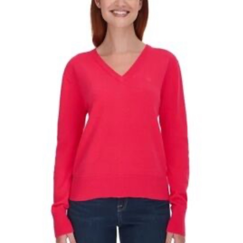 Calvin Klein V-Neck Sweater with Relaxed Fit and Long Sleeves